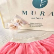 【Mura select 沐然嚴選】套組:櫻花粉紗裙+金箔杏蝴蝶結髮夾(輕鬆搭配:女童短裙+髮飾)