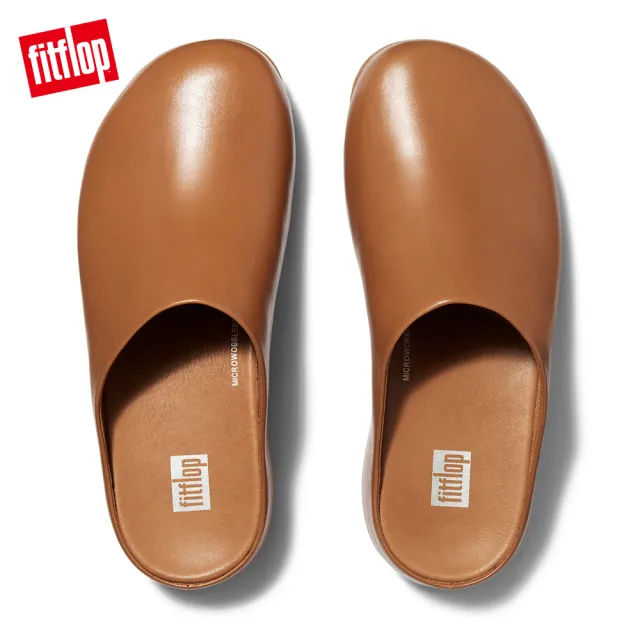 【FitFlop】Shuv Leather •經典舒適木屐鞋穆勒鞋-女(淺褐色)