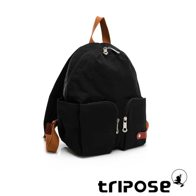 【tripose】CUBI微皺尼龍輕量後背包-小(潮感黑)