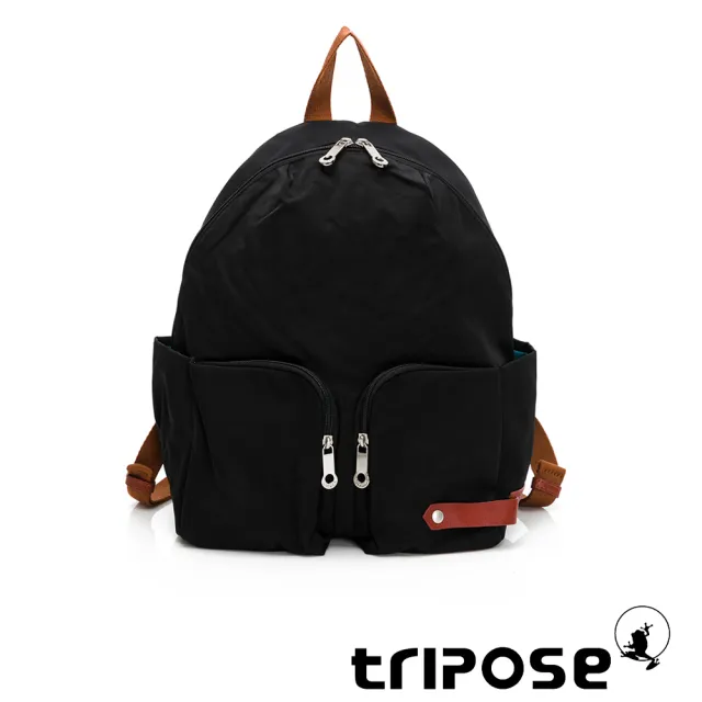 【tripose】CUBI微皺尼龍輕量後背包-大(潮感黑)