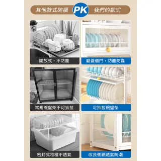 【AOTTO】廚房多功能防塵瀝水收納碗盤架(收納櫃 置物架 收納架 瀝水架) 