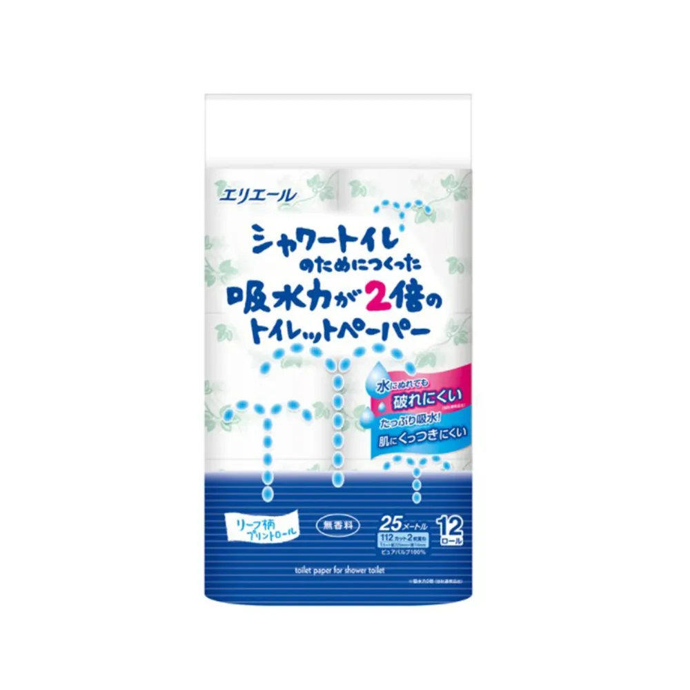 【日本大王】elleair溫水洗淨便座專用衛生紙12捲入(無味)