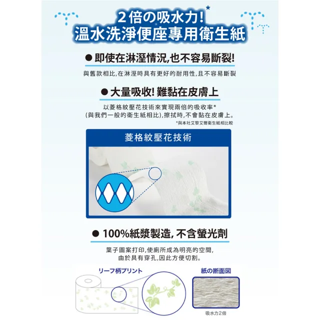 【日本大王】elleair溫水洗淨便座專用衛生紙12捲入(無味)