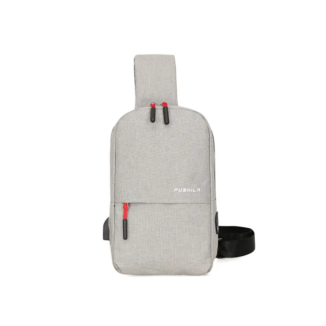 【USBASE】休閒透氣耳機孔USB充電設計胸背包/斜背包/側背包/單肩包(多色可選)