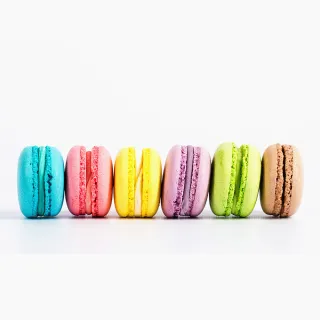 【Rico 瑞喀】法式甜點七色馬卡龍40入/盒X2盒-無內餡(40入X2盒共80入/可可/藍/綠/紫/粉/黃/白色)