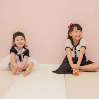 【Mang Mang 小鹿蔓蔓】兒童4cm抗菌摺疊地墊/爬行地墊/遊戲地墊/兒童地墊(四折200L-鋼琴拿鐵)