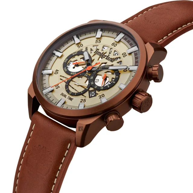 【Timberland】天柏嵐 兩地時間多功能手錶-46mm 畢業禮物(TDWGF2100604)