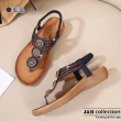 【J&H collection】復古串珠潮流夾趾涼鞋拖鞋(現+預  藍色 / 酒紅色 / 杏色)