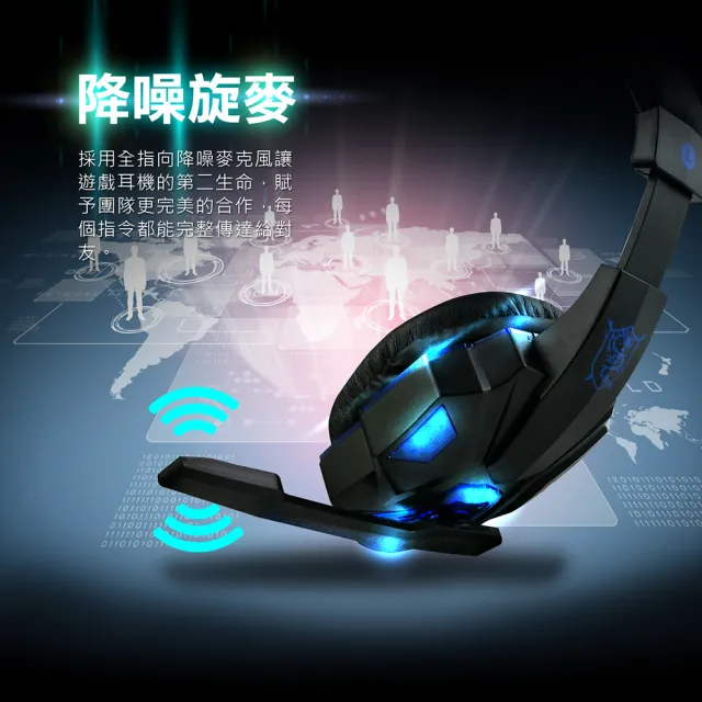 【Jo Go Wu】立體雙聲降噪電競耳罩式耳機-附轉接頭