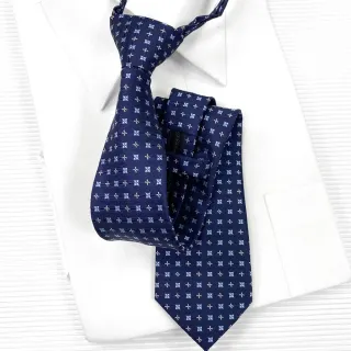 【vivi 領帶家族】自動拉鍊窄版7cm領帶(0722081藍粉花)