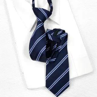 【vivi 領帶家族】自動拉鍊窄版7cm領帶(0722053藍斜紋)