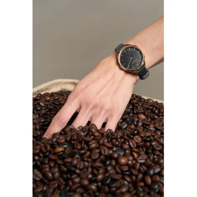 【OBAKU】Kaffe系列 自然美學皮革腕錶-玫瑰金x咖啡(V257LHVNRB)