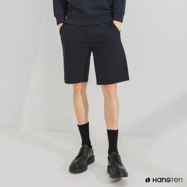【Hang Ten】男裝-REGULAR FIT經典彈性短褲-深藍