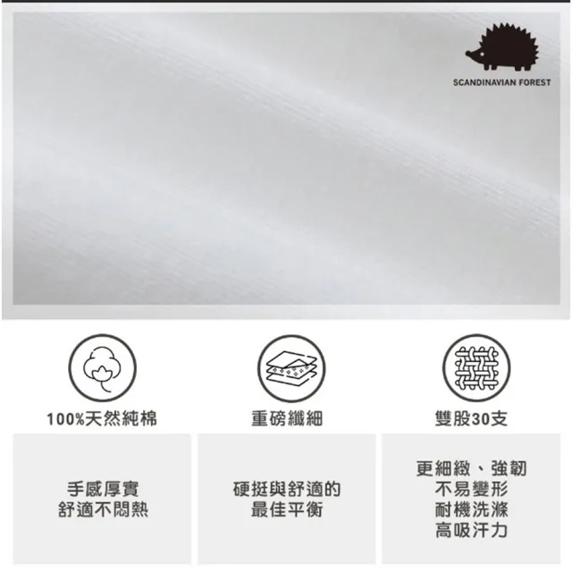 【SCANDINAVIAN FOREST 北歐小刺蝟】定番刺蝟純棉短T(白色)