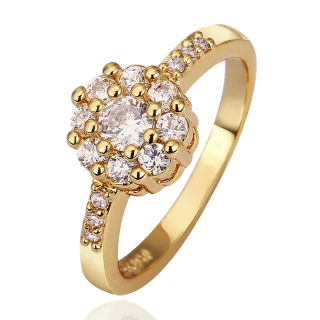 【Aphrodite 愛芙晶鑽】簡約滿鑽造型美鑽戒指(黃金色)
