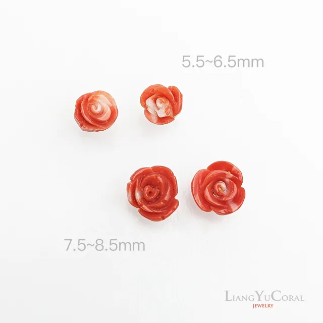 【大東山樑御珊瑚】momo珊瑚玫瑰花耳針(5.5-6.5mm)