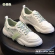 【J&H collection】休閒運動風真皮透氣平底小白鞋(現+預  灰色 / 粉色 / 綠色)