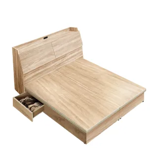 【A FACTORY 傢俱工場】吉米 MIT木心板床組 插座床箱+6抽底 - 雙人5尺