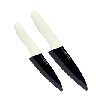 【FOREVER 鋒愛華】日本製鋒愛華標準系列陶瓷刀雙刀組14+16CM(黑刃白柄)