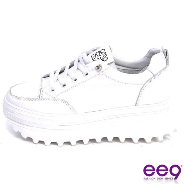 【ee9】ee9 完美修飾腿部輕量鋸齒厚底老爹鞋 白色-5537791 20(厚底老爹鞋)