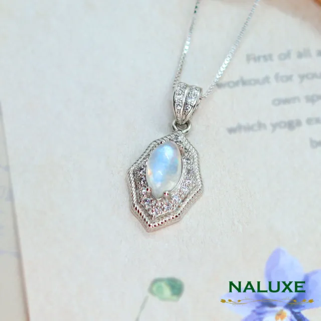 【Naluxe】寶石級馬眼月光石925銀復古款項鍊(８月幸運石守護愛情提昇個人魅力)