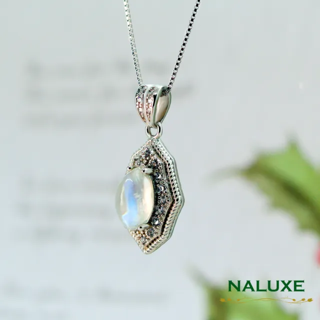 【Naluxe】寶石級馬眼月光石925銀復古款項鍊(８月幸運石守護愛情提昇個人魅力)