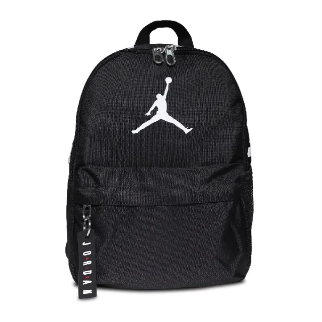 【NIKE 耐吉】後背包 Jordan Backpack 女款 兒童款 喬丹 水壺袋 小包 迷你包 黑 白(JD2213008TD-001)