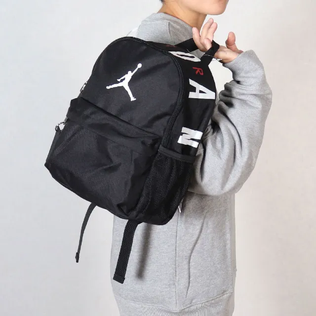 【NIKE 耐吉】後背包 Jordan Backpack 女款 兒童款 喬丹 水壺袋 小包 迷你包 黑 白(JD2213008TD-001)