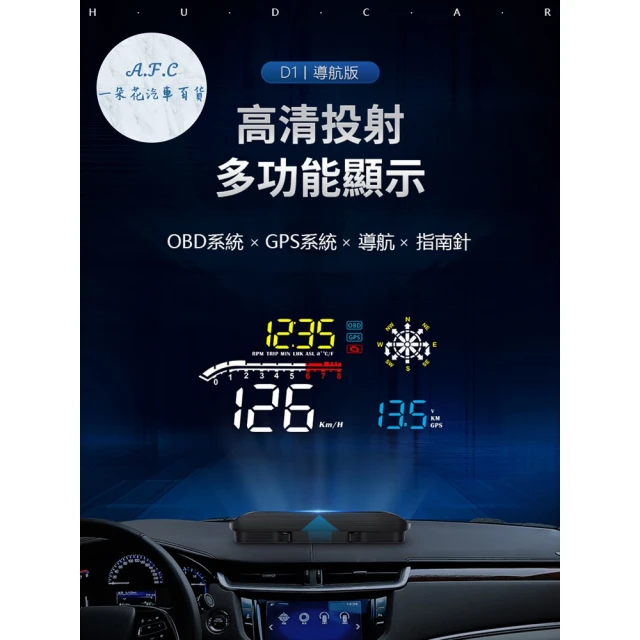 一朵花汽車百貨 D1 抬頭顯示器 HUD 抬頭 雙系統 導航 所有車可用 hud obd2 gps 油電車 貨車 不分車款