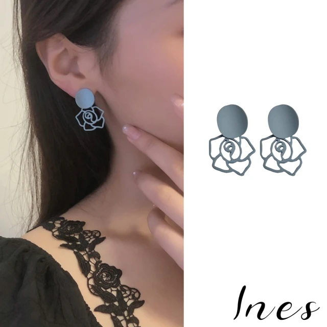 【INES】韓國設計S925銀針法式復古縷空花朵耳環(S925銀針耳環 花朵耳環 縷空耳環)
