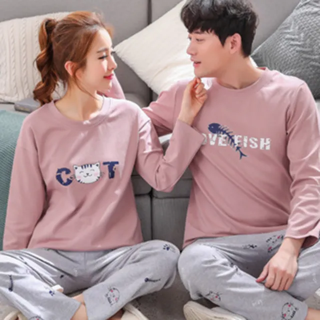 【Amhome】韓版可愛塗鴉休閒情侶睡衣家居服2件式套裝#111502現貨+預購(2色)