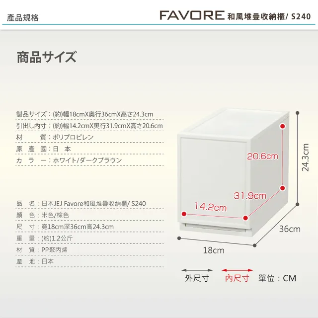 【JEJ ASTAGE】Favore組合堆疊收納抽屜櫃 S240