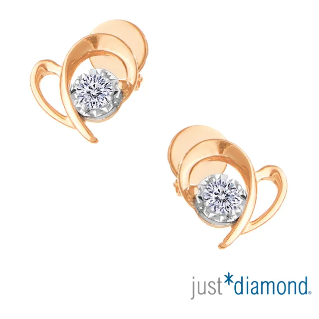 【Just Diamond】心有獨鍾 18K玫瑰金鑽石耳環