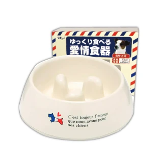 【EARTH PET 日本寵物星球】法國愛情狗慢食碗-以愛為出發點設計的食器13cm(寵物碗 慢食 狗碗)