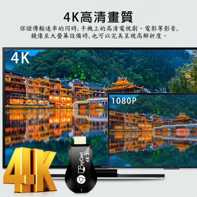 【DW 達微科技】第十代AnyCast四核心4K款超清高速雙頻5G全自動無線影音鏡像器(附4大好禮)