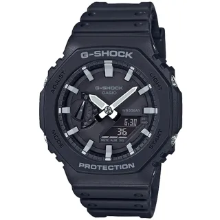 【CASIO 卡西歐】G-SHOCK 八角防護構造雙顯手錶 新年 禮物(GA-2100-1A/速)