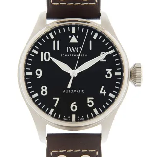 【IWC 萬國錶】大型飛行員黑面棕色皮帶款x43mm(IW329301)