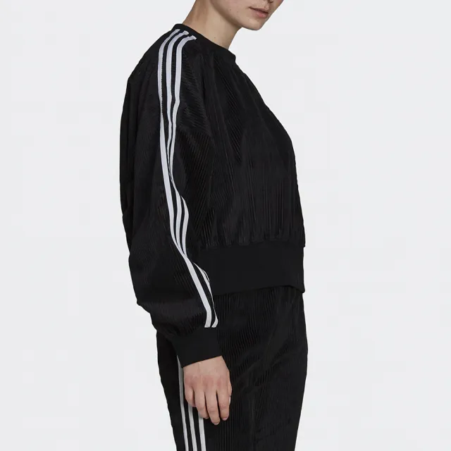 【adidas 愛迪達】雙11 運動上衣 長袖上衣 衛衣 大學T 女上衣 黑 SWEATSHIRT(H37848)