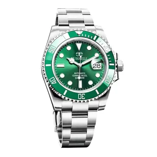 【貝瑞爾】最夯人氣王水鬼機械腕錶(黑色/綠色)