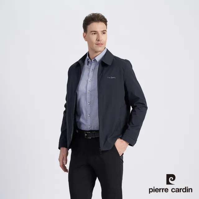 【pierre cardin 皮爾卡登】商務休閒 男款 都會休閒經典翻領薄夾克外套-深藍色(5215668-38)