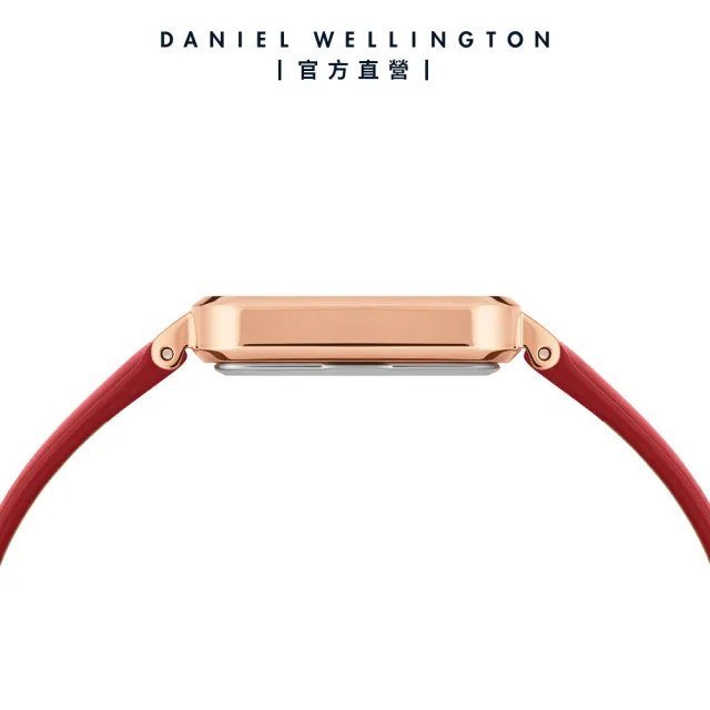 Daniel Wellington】DW 手錶Quadro Suffolk 29x36.5mm經典紅真皮皮革