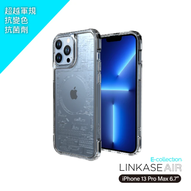 ABSOLUTE iPhone 13 Pro Max 6.7吋專用 LINKASEAIR電子蝕刻技術防摔抗變色抗菌大猩猩玻璃保護殼(電路板)