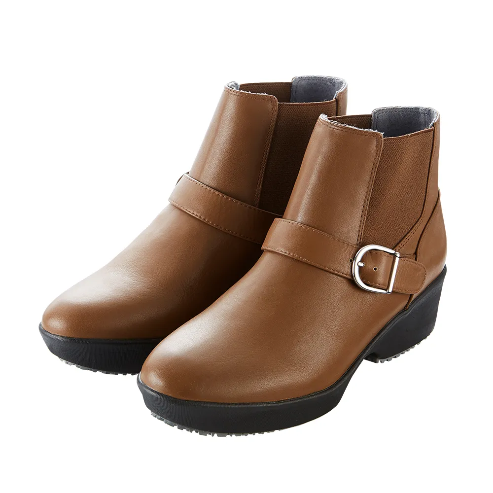 【MMHH】三密度 零重力 牛皮 D環 短靴 - 咖啡色(上班小資族 舒適 質感 短靴 短筒靴)