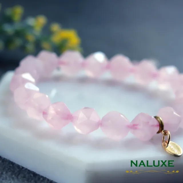 【Naluxe】冰種粉晶鑽面設計款開運手鍊(招桃花、旺人緣、增進人際關係)