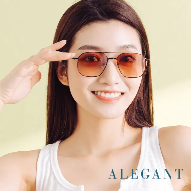 【ALEGANT】歐美復古慕斯棕漸層雙樑設計偏光飛官墨鏡/UV400太陽眼鏡(瓦維爾的鐘樓光輝)