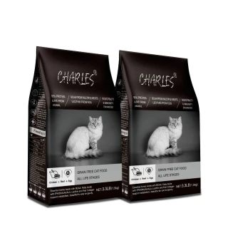 【CHARLES查爾斯】無穀貓糧全齡貓3.3LB 2包組(牛肉+雙鮮凍乾)