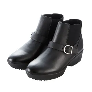 【MMHH】三密度 零重力 牛皮 D環 短靴 - 黑色(上班小資族 舒適 質感 短靴 短筒靴)