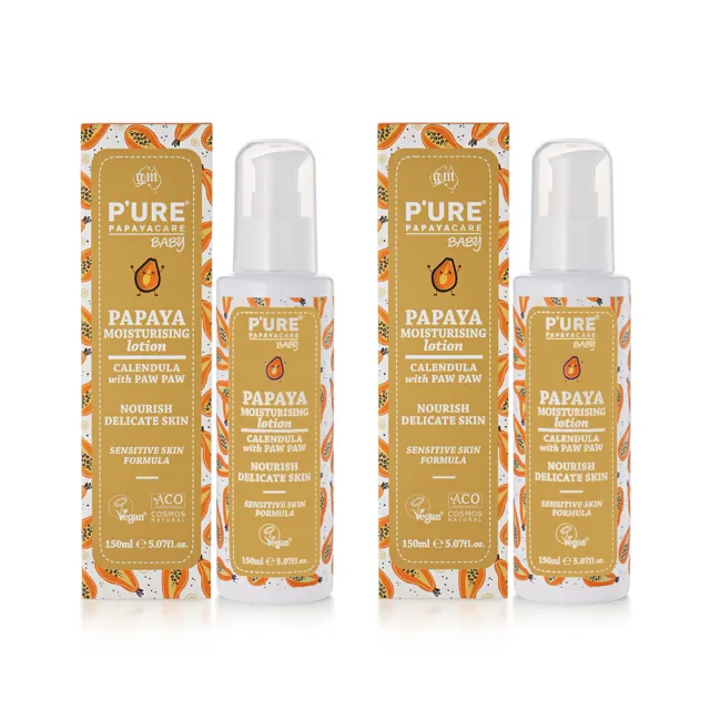 【澳洲 Pure Papayacare 即期品】木瓜嬰兒滋潤乳液含金盞花-2026年11月到期(2入組 150ml/瓶)