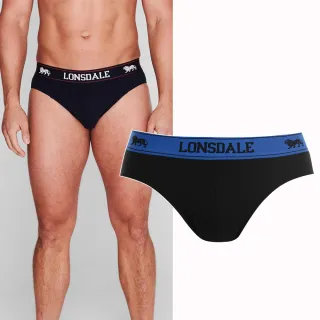 【LONSDALE 英國小獅】英式型男 低腰三角內褲2入(黑/織帶藍 LT421069)