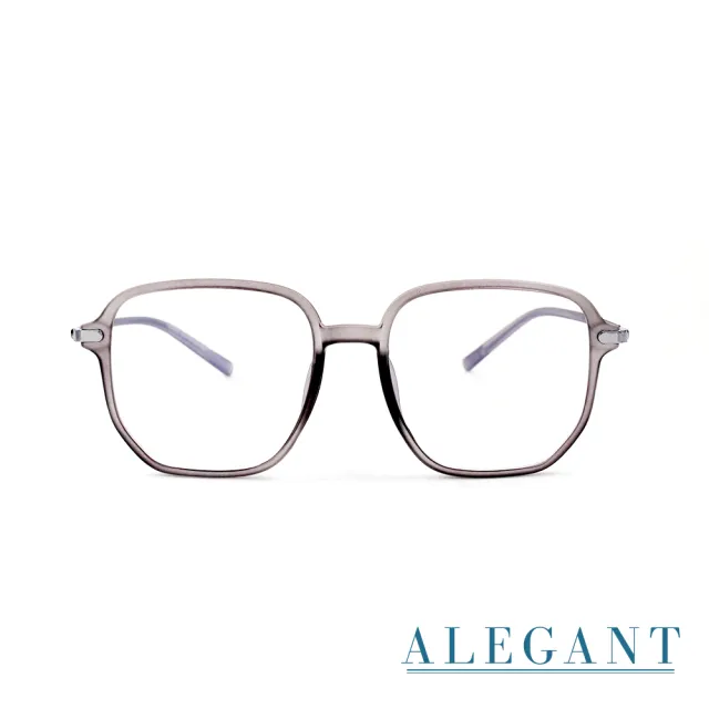 【ALEGANT】日系簡約透視感蓋亞灰TR90輕量光學方框UV400濾藍光眼鏡(雀鳥的霧幕詠歌)